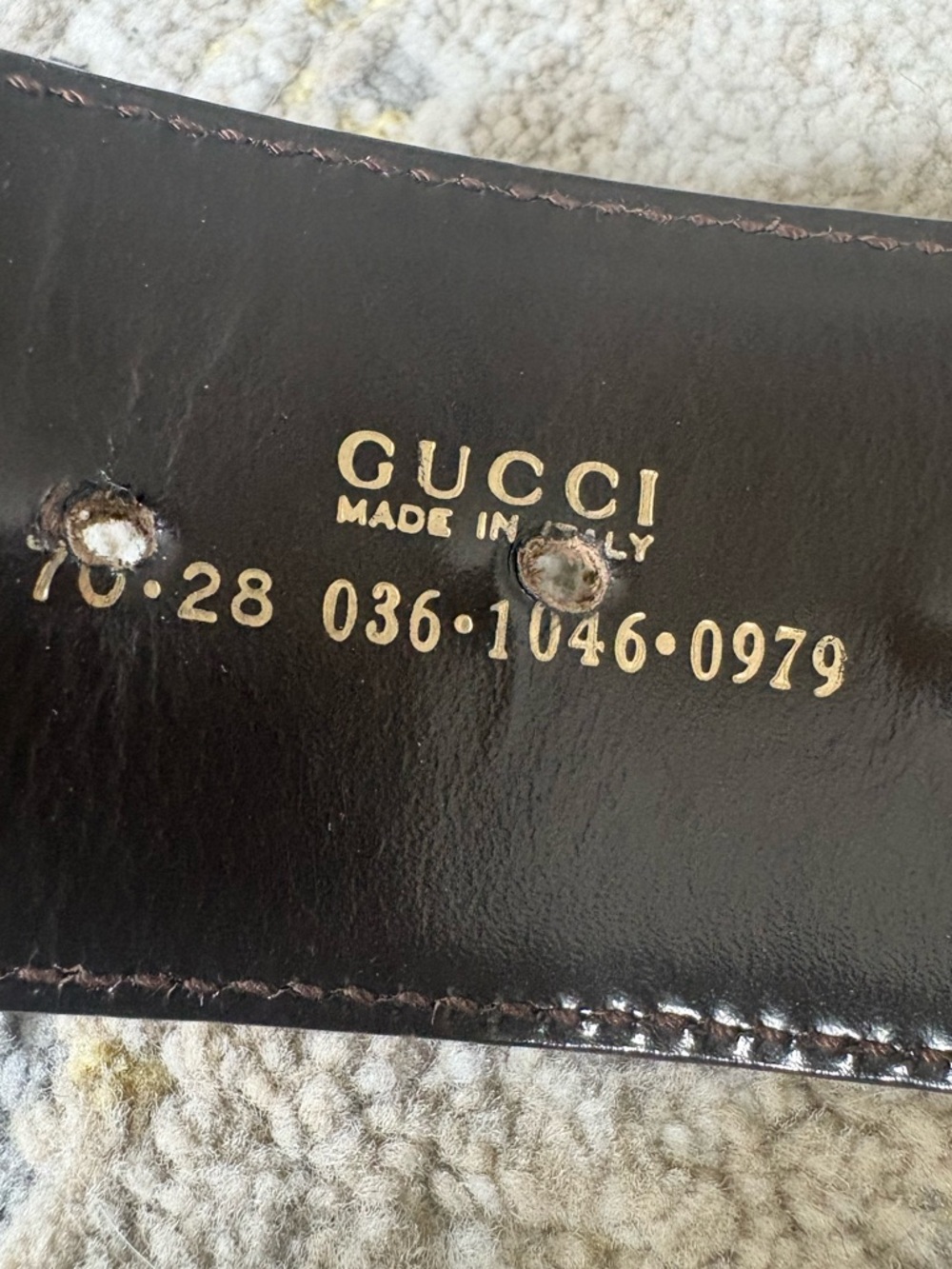 Brown Patent Leather Double G Gold Buckle Belt - Picture 5 of 12